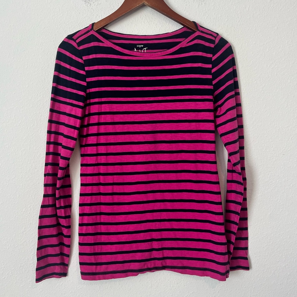 J. CREW Pink & Blue Striped Long Sleeve Artist T